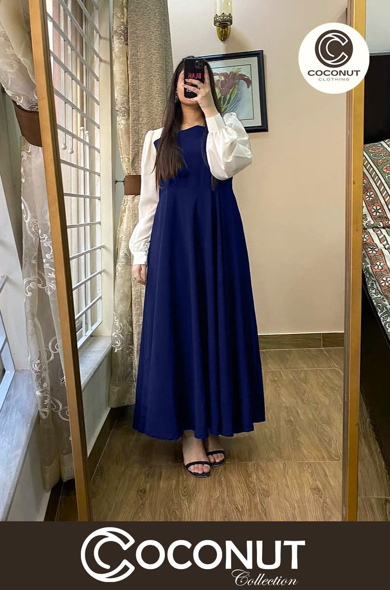 Platted Black Maxi with White Sleeves